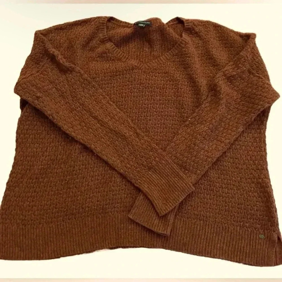 Women’s American Eagle Pumpkin V Neck Sweater Size Large - Picture 1 of 5